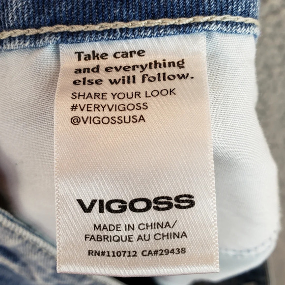 Vigoss Checker Print High Rise Raw Hem Denim Shorts Sz 32 - Picture 11 of 12